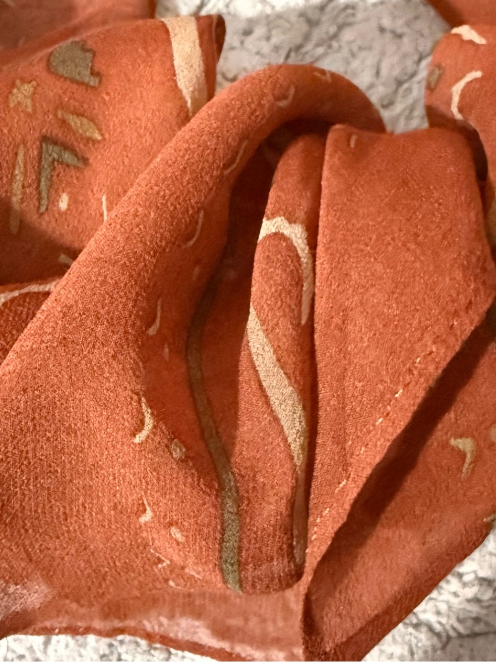 Lightweight Rust Patterned Women's Scarf silk - Picture 6 of 10